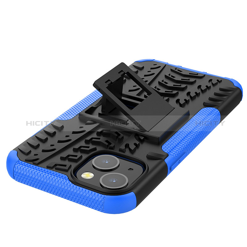 Coque Contour Silicone et Plastique Housse Etui Mat avec Support A07 pour Apple iPhone 15 Plus