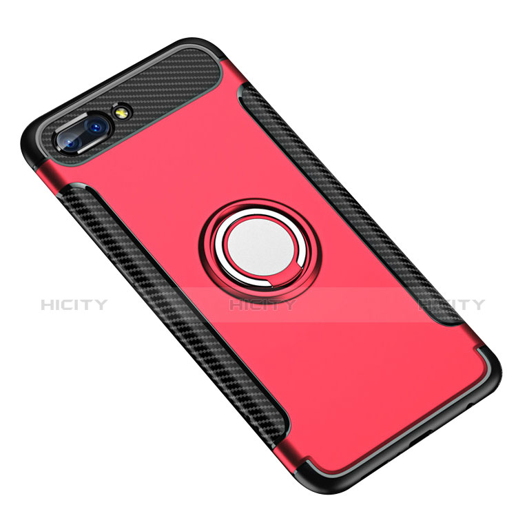 Coque Contour Silicone et Plastique Housse Etui Mat avec Support Bague Anneau pour Huawei Honor 10 Rouge Plus