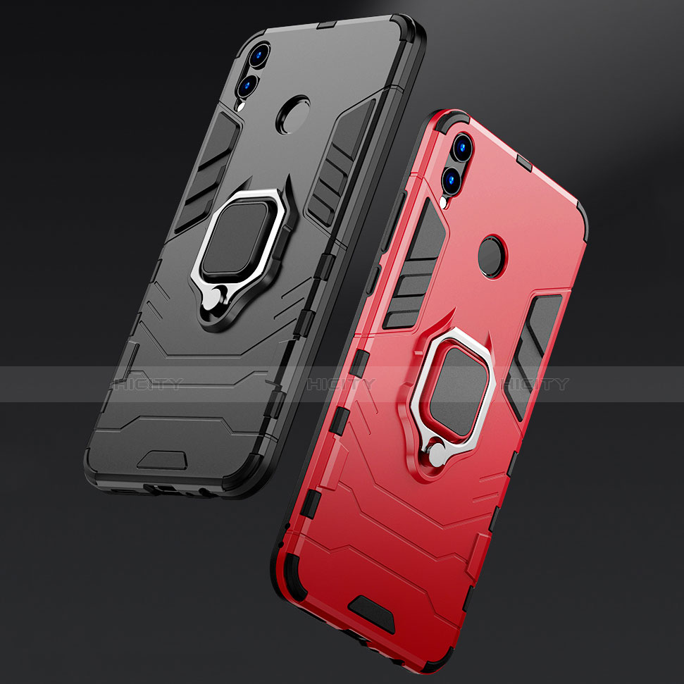 Coque Contour Silicone et Plastique Housse Etui Mat avec Support Bague Anneau pour Huawei P Smart (2019) Plus