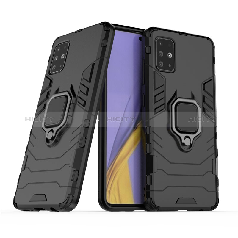 Coque Contour Silicone et Plastique Housse Etui Mat avec Support Bague Anneau pour Samsung Galaxy M40S Plus