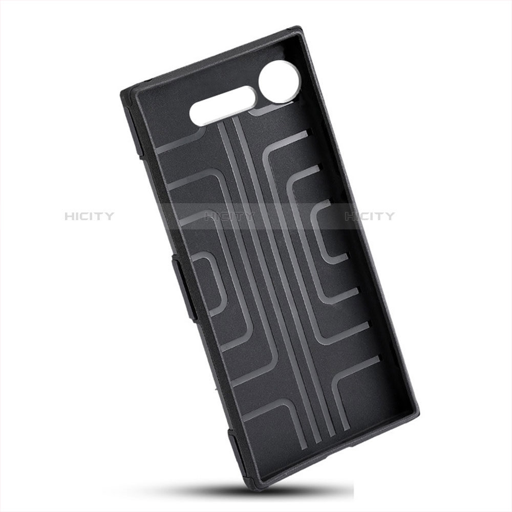 Coque Contour Silicone et Plastique Housse Etui Mat avec Support Bague Anneau pour Sony Xperia XZ1 Compact Plus