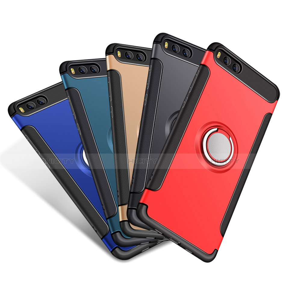 Coque Contour Silicone et Plastique Housse Etui Mat avec Support Bague Anneau pour Xiaomi Mi 6 Plus