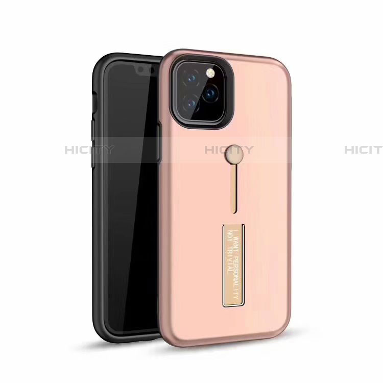 Coque Contour Silicone et Plastique Housse Etui Mat avec Support Bague Anneau S01 pour Apple iPhone 11 Pro Max Plus