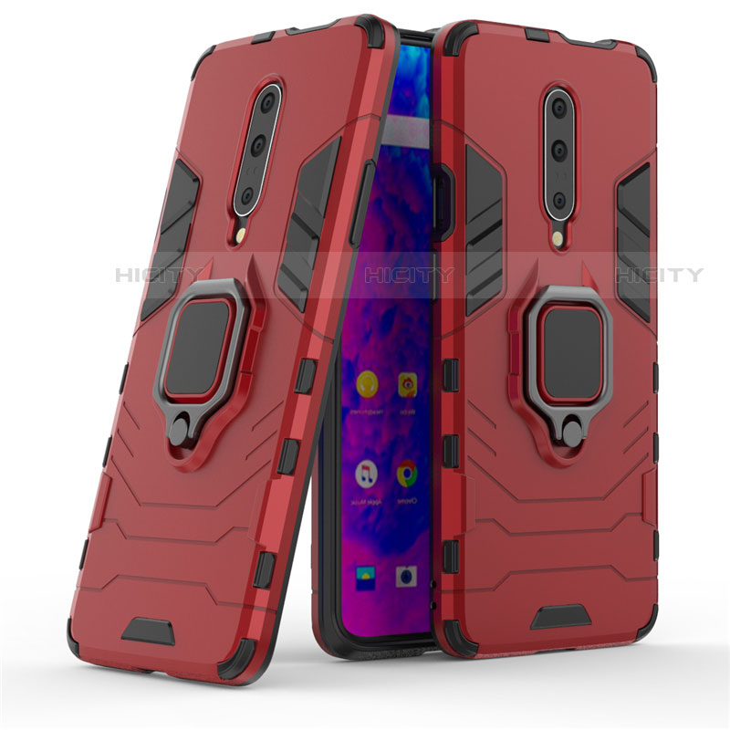 Coque Contour Silicone et Plastique Housse Etui Mat avec Support Bague Anneau S01 pour OnePlus 7 Pro Plus