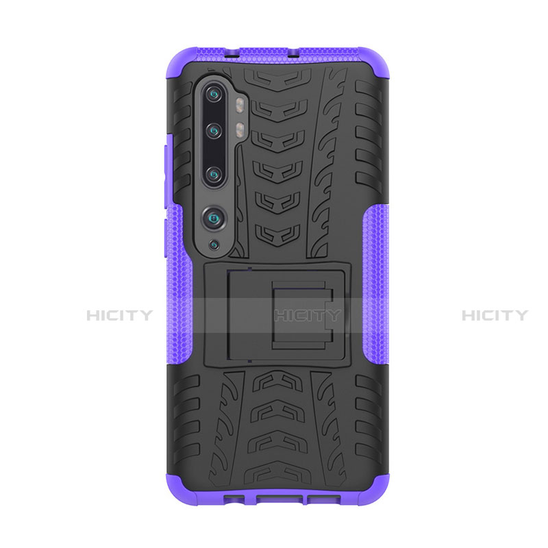 Coque Contour Silicone et Plastique Housse Etui Mat avec Support D01 pour Xiaomi Mi Note 10 Plus