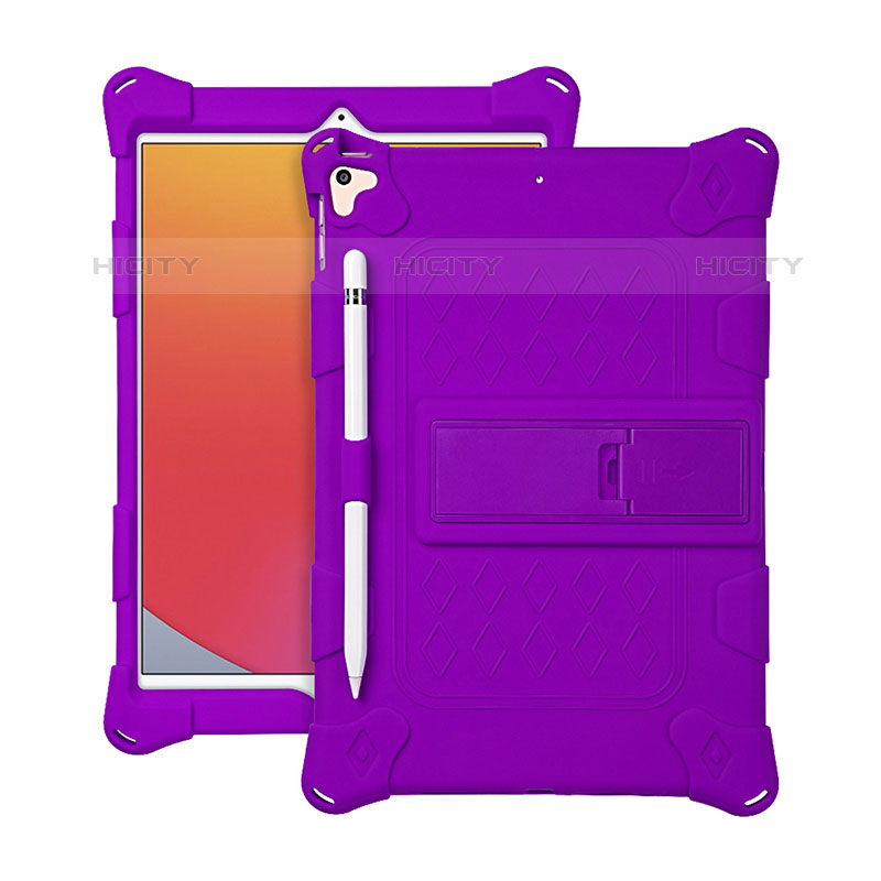 Coque Contour Silicone et Plastique Housse Etui Mat avec Support H01 pour Apple iPad 10.2 (2020) Plus