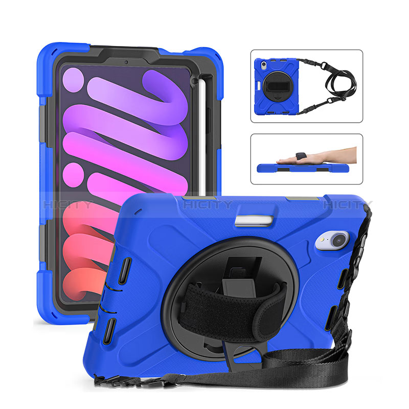 Coque Contour Silicone et Plastique Housse Etui Mat avec Support H01 pour Apple iPad Mini 6 Plus