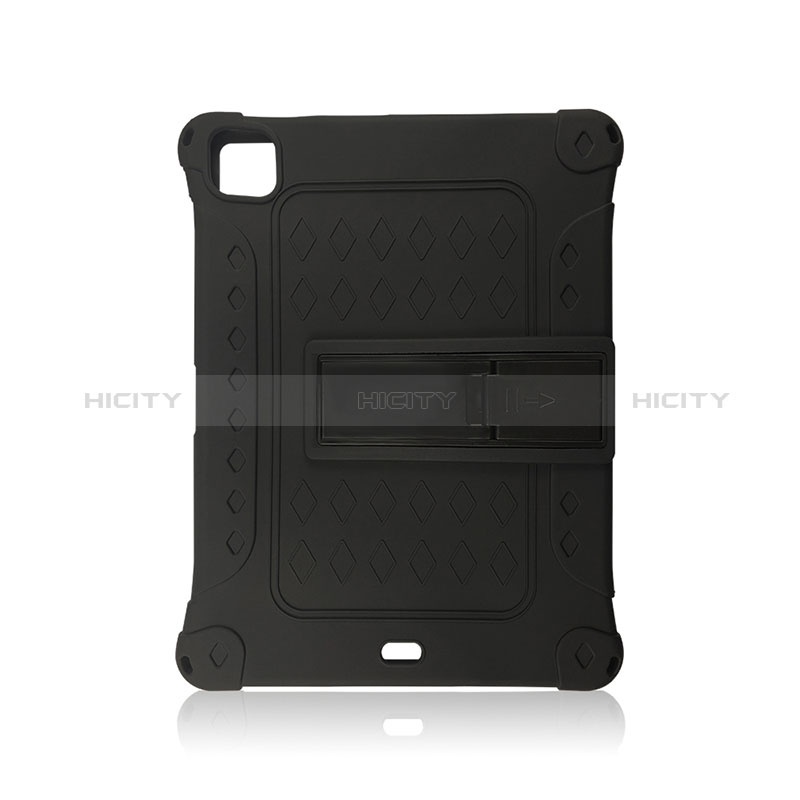 Coque Contour Silicone et Plastique Housse Etui Mat avec Support H01 pour Apple iPad Pro 11 (2020) Noir Plus