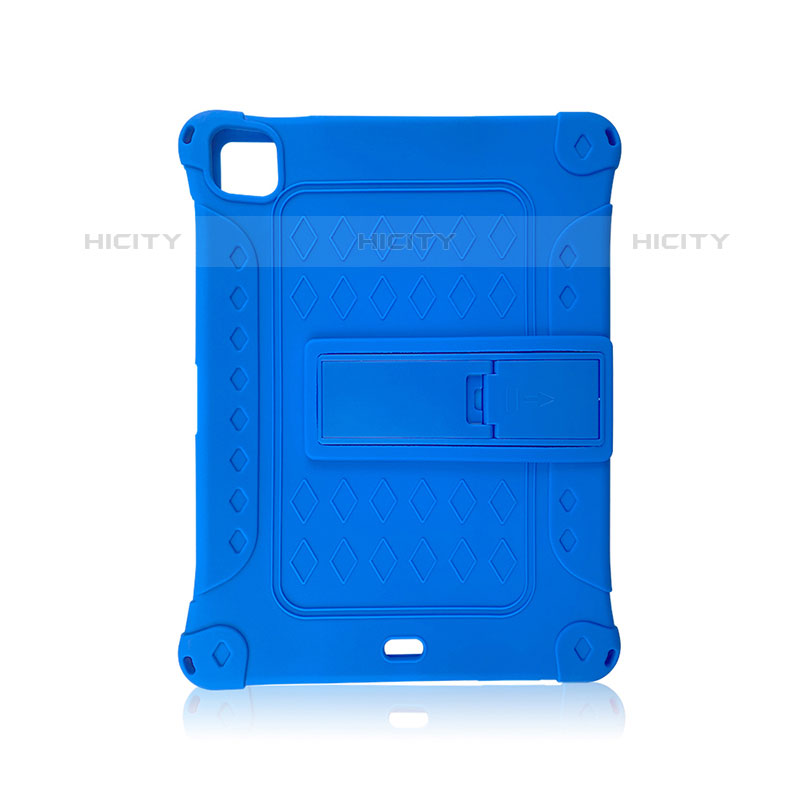 Coque Contour Silicone et Plastique Housse Etui Mat avec Support H01 pour Apple iPad Pro 11 (2021) Bleu Plus