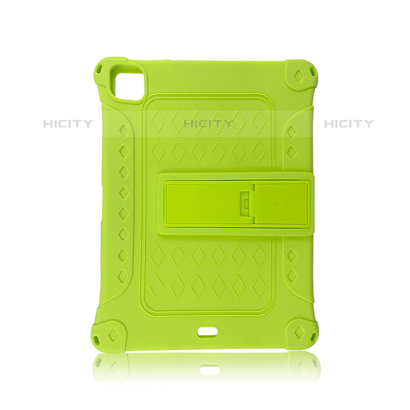 Coque Contour Silicone et Plastique Housse Etui Mat avec Support H01 pour Apple iPad Pro 11 (2021) Vert Plus