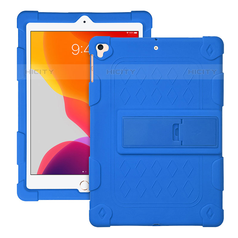 Coque Contour Silicone et Plastique Housse Etui Mat avec Support H01 pour Apple iPad Pro 9.7 Bleu Plus