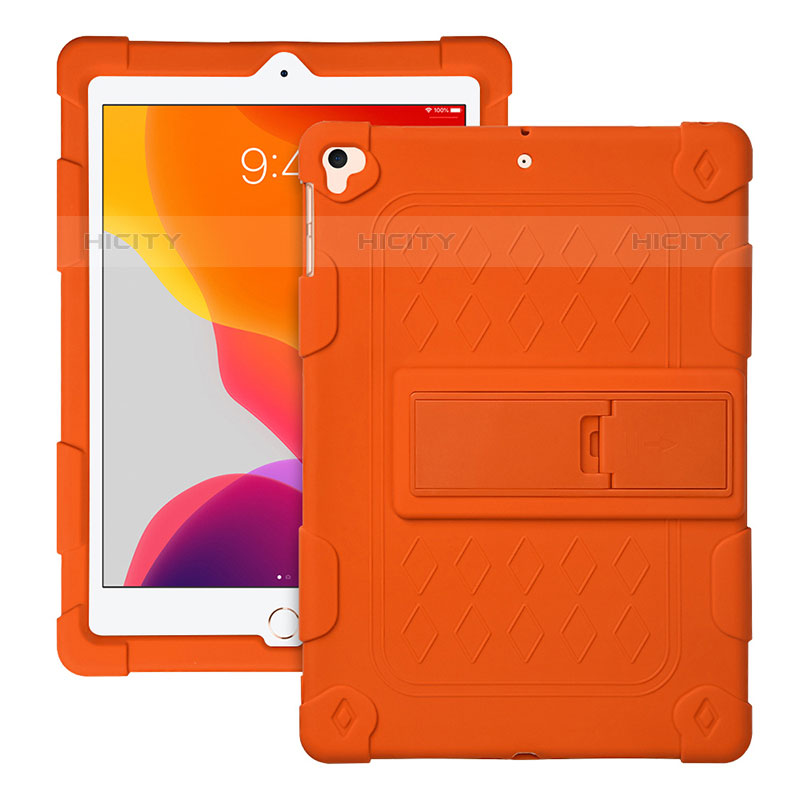 Coque Contour Silicone et Plastique Housse Etui Mat avec Support H01 pour Apple iPad Pro 9.7 Orange Plus