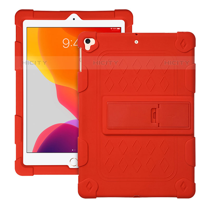 Coque Contour Silicone et Plastique Housse Etui Mat avec Support H01 pour Apple iPad Pro 9.7 Rouge Plus