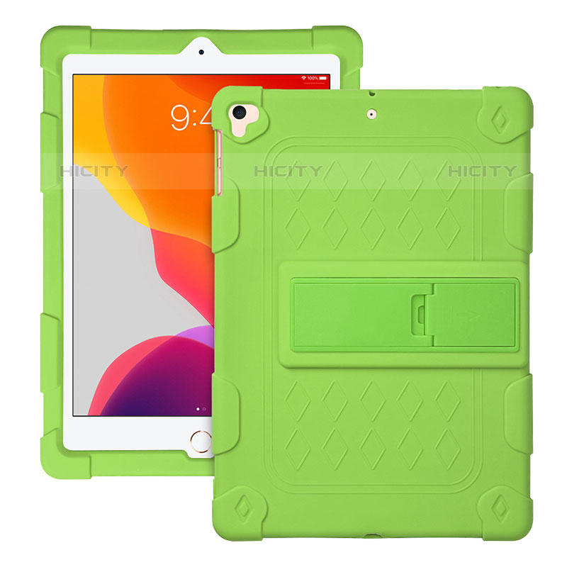 Coque Contour Silicone et Plastique Housse Etui Mat avec Support H01 pour Apple iPad Pro 9.7 Vert Plus