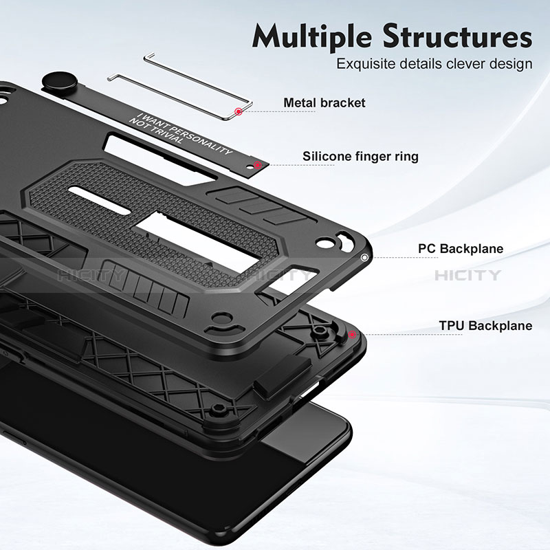 Coque Contour Silicone et Plastique Housse Etui Mat avec Support H01P pour Motorola Moto E22 Plus