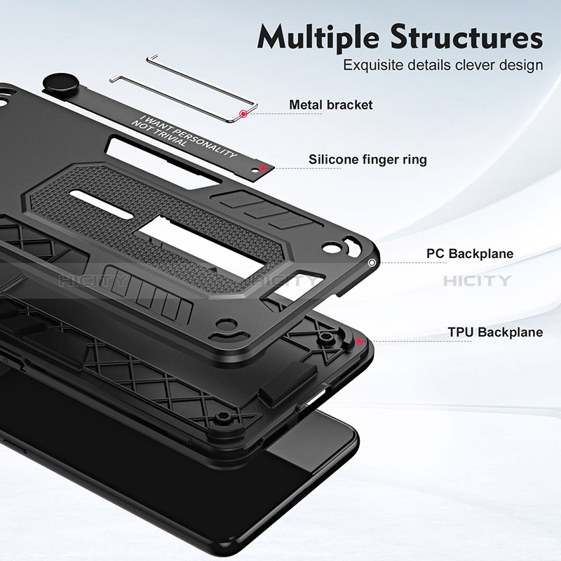 Coque Contour Silicone et Plastique Housse Etui Mat avec Support H01P pour Oppo A78 5G Plus