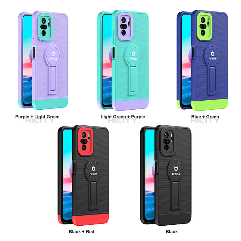 Coque Contour Silicone et Plastique Housse Etui Mat avec Support H01P pour Xiaomi Poco M5S Plus