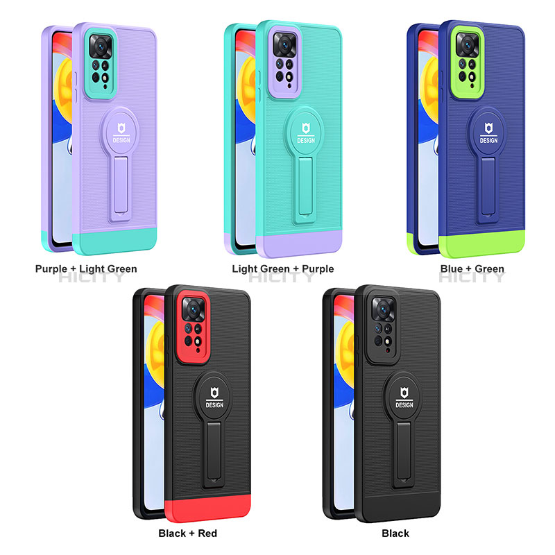 Coque Contour Silicone et Plastique Housse Etui Mat avec Support H01P pour Xiaomi Redmi Note 11 4G (2022) Plus