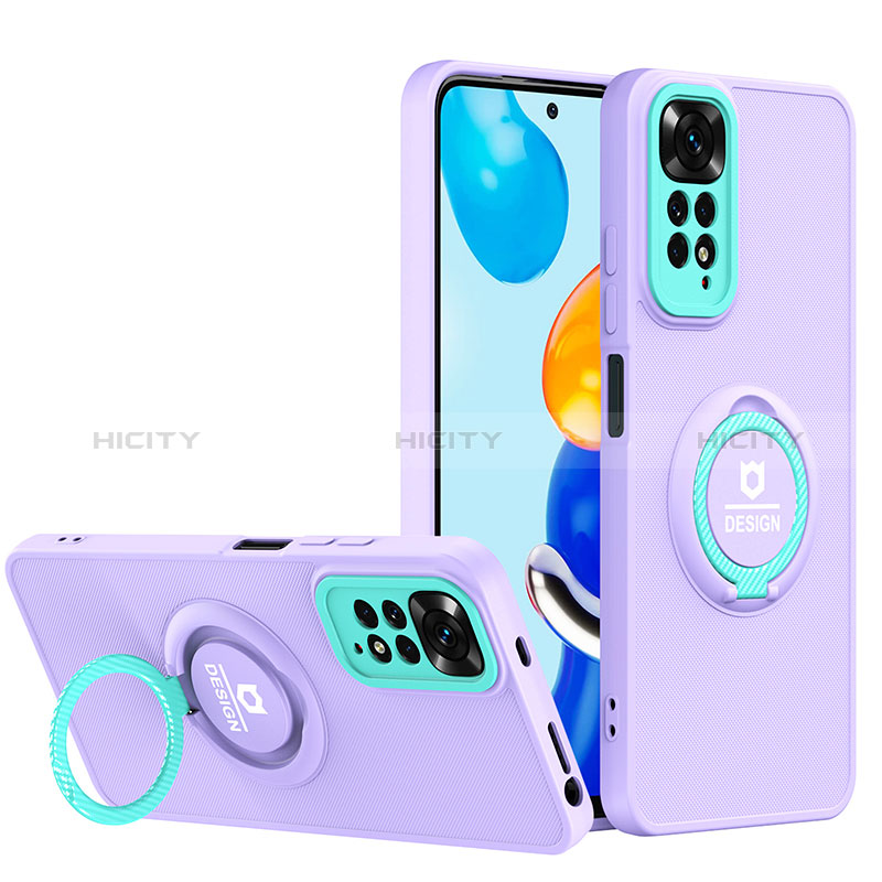 Coque Contour Silicone et Plastique Housse Etui Mat avec Support H02P pour Xiaomi Redmi Note 11 4G (2022) Violet Plus