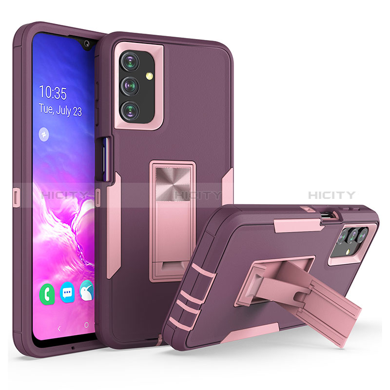 Coque Contour Silicone et Plastique Housse Etui Mat avec Support J01S pour Samsung Galaxy A04s Violet Plus