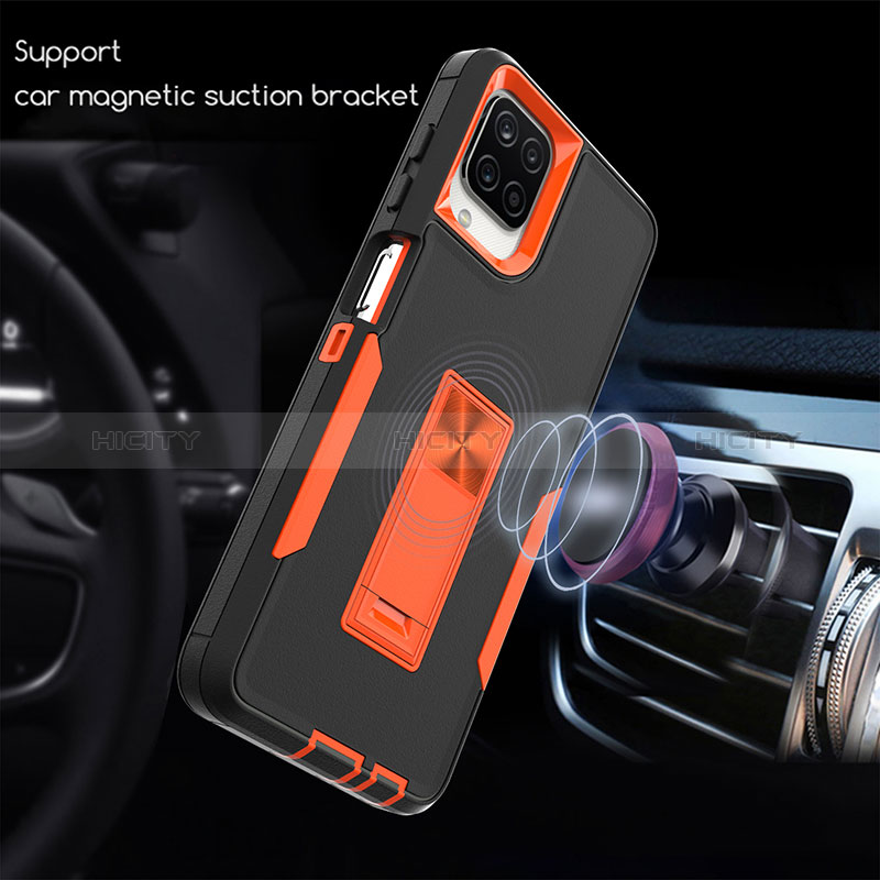 Coque Contour Silicone et Plastique Housse Etui Mat avec Support J01S pour Samsung Galaxy A12 Nacho Plus