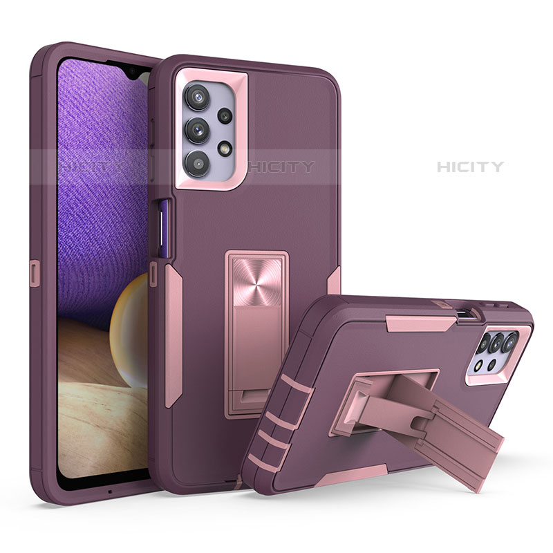 Coque Contour Silicone et Plastique Housse Etui Mat avec Support J01S pour Samsung Galaxy M32 5G Violet Plus