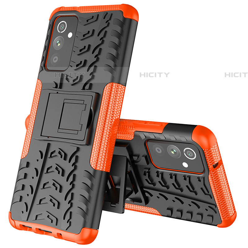 Coque Contour Silicone et Plastique Housse Etui Mat avec Support J01X pour Samsung Galaxy A05s Orange Plus