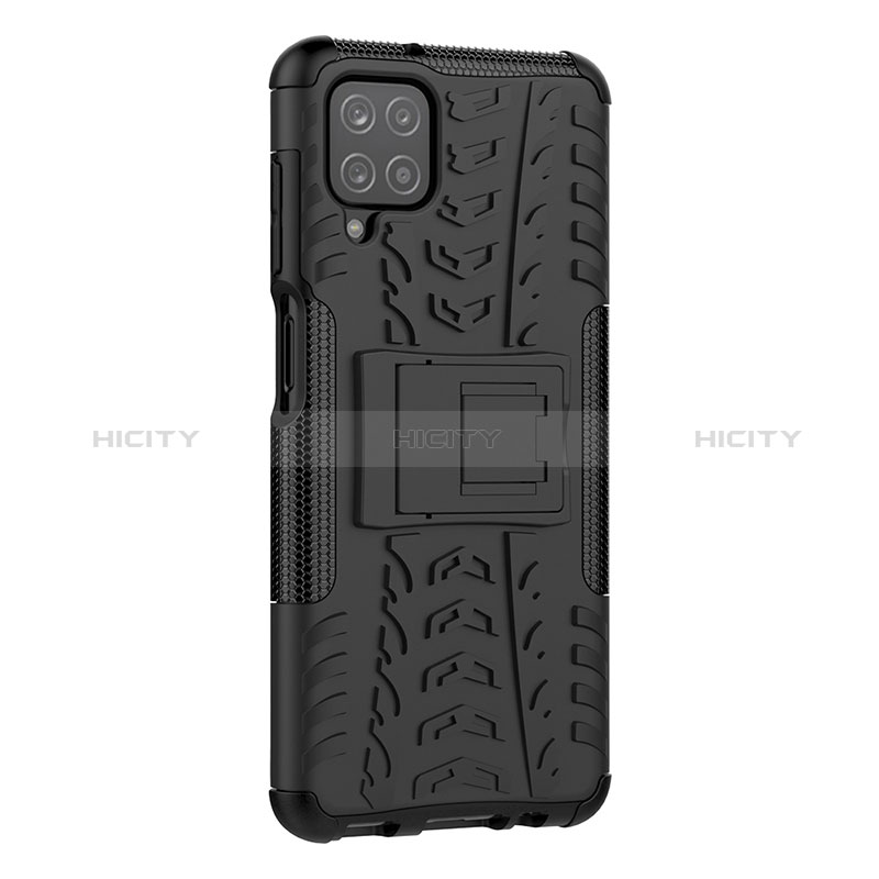 Coque Contour Silicone et Plastique Housse Etui Mat avec Support J01X pour Samsung Galaxy A12 Plus