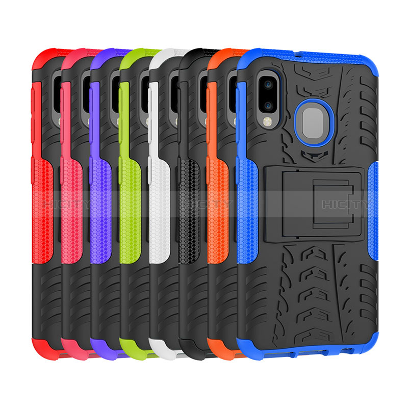 Coque Contour Silicone et Plastique Housse Etui Mat avec Support J01X pour Samsung Galaxy A20e Plus