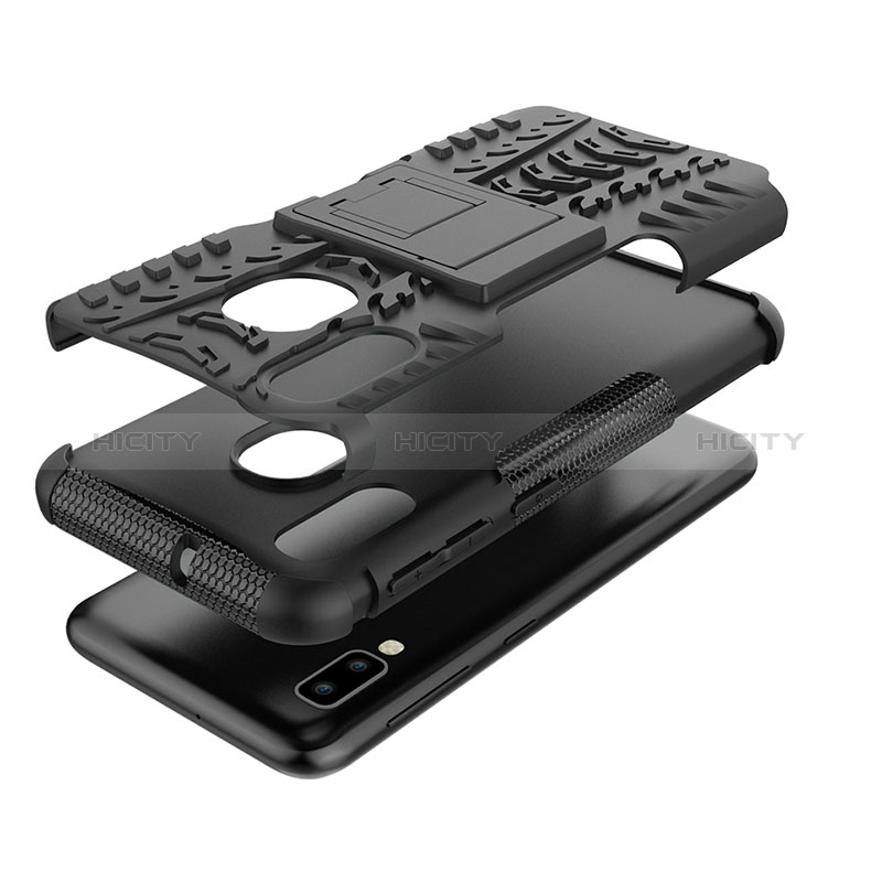 Coque Contour Silicone et Plastique Housse Etui Mat avec Support J01X pour Samsung Galaxy A20e Plus