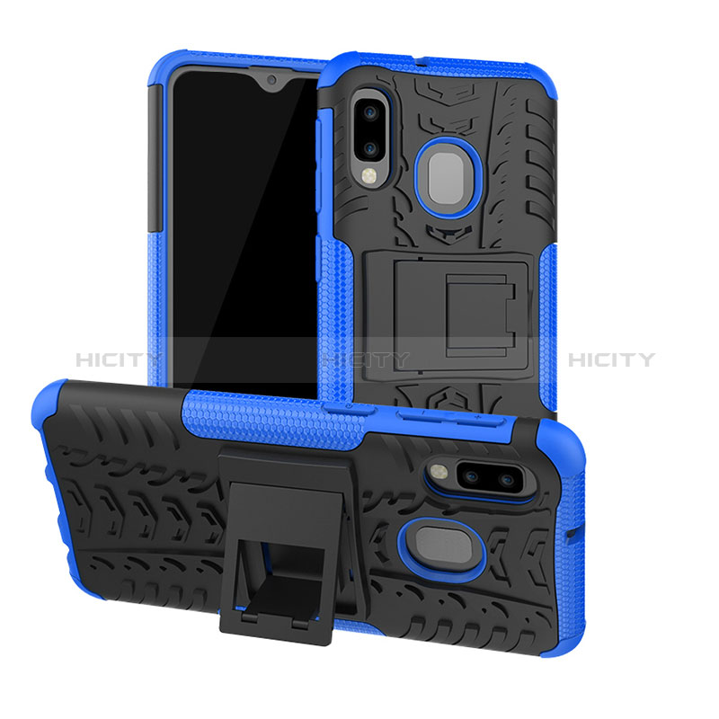 Coque Contour Silicone et Plastique Housse Etui Mat avec Support J01X pour Samsung Galaxy A20e Plus