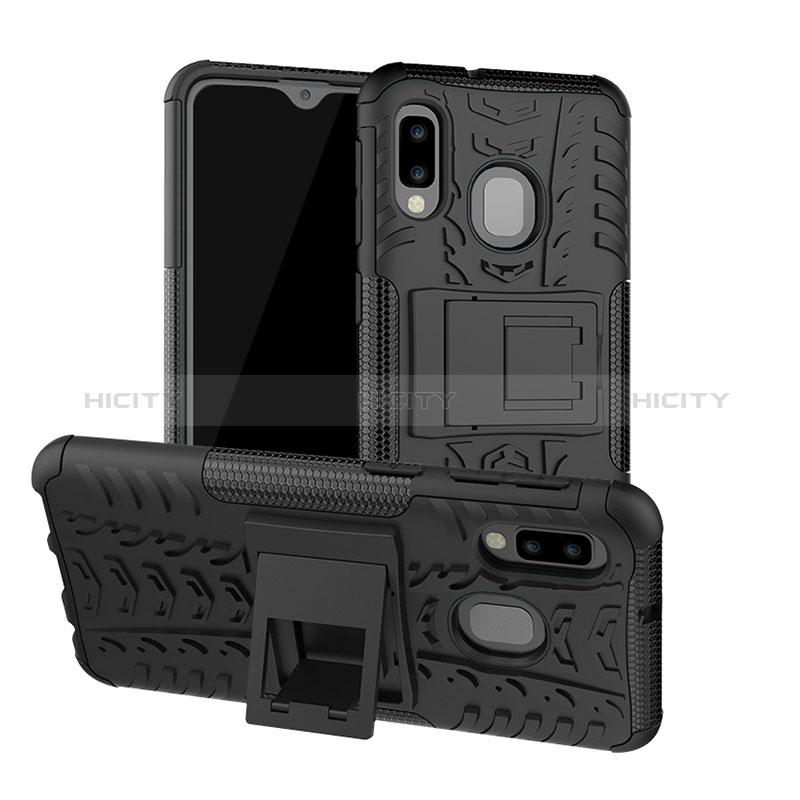 Coque Contour Silicone et Plastique Housse Etui Mat avec Support J01X pour Samsung Galaxy A20e Plus