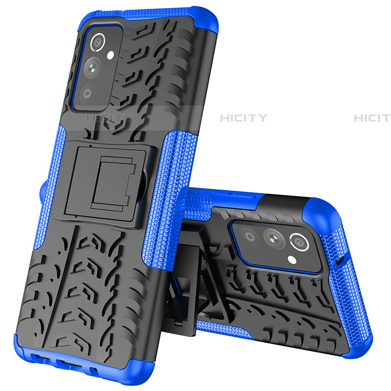 Coque Contour Silicone et Plastique Housse Etui Mat avec Support J01X pour Samsung Galaxy A25 5G Bleu Plus