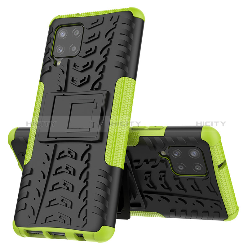 Coque Contour Silicone et Plastique Housse Etui Mat avec Support J01X pour Samsung Galaxy A42 5G Vert Plus