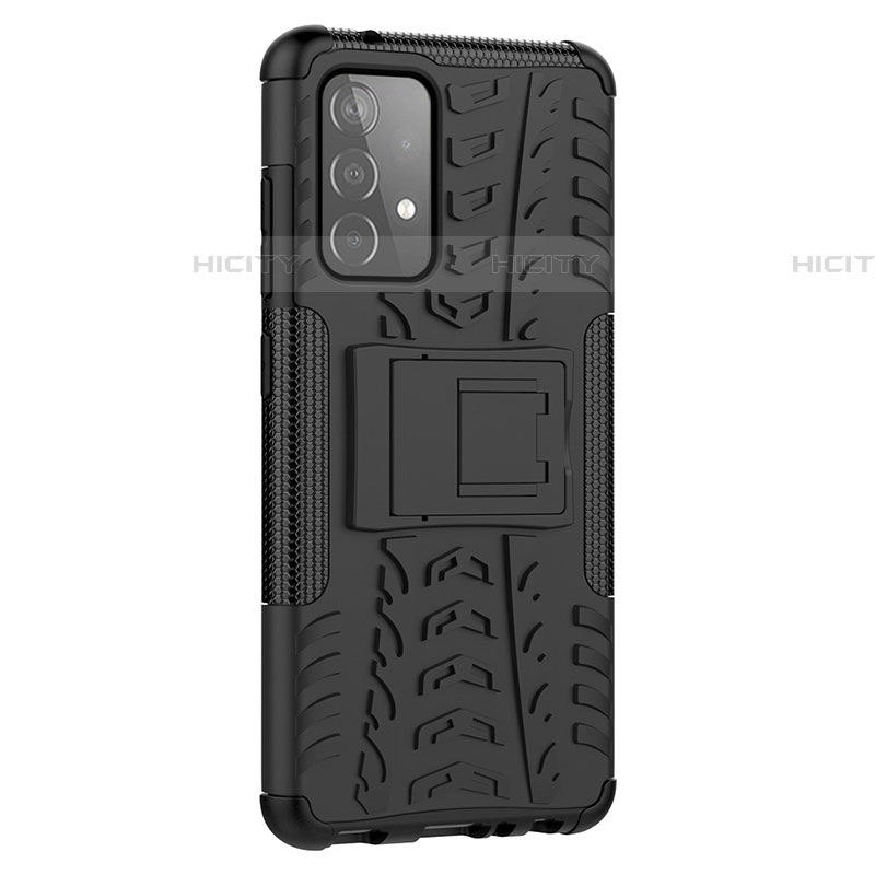 Coque Contour Silicone et Plastique Housse Etui Mat avec Support J01X pour Samsung Galaxy A52 4G Plus