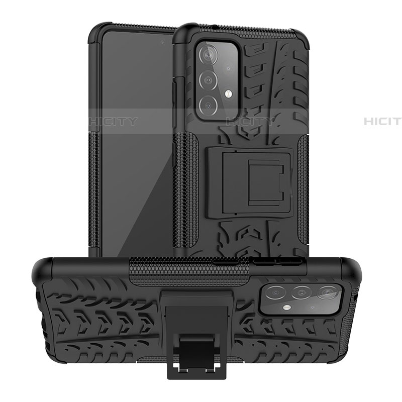 Coque Contour Silicone et Plastique Housse Etui Mat avec Support J01X pour Samsung Galaxy A52 4G Plus