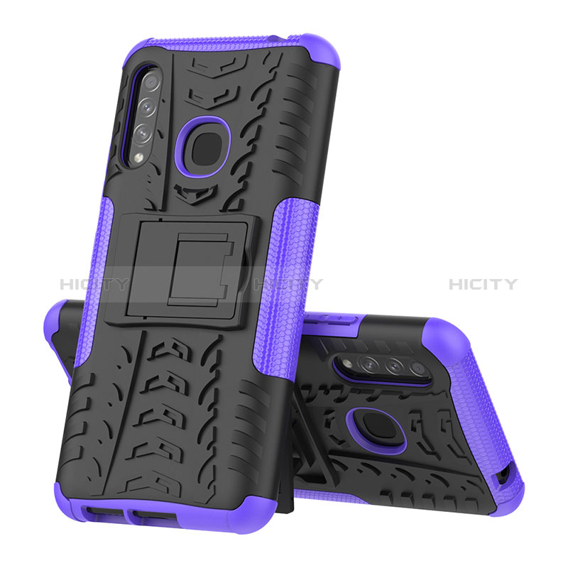 Coque Contour Silicone et Plastique Housse Etui Mat avec Support J01X pour Samsung Galaxy A70E Violet Plus