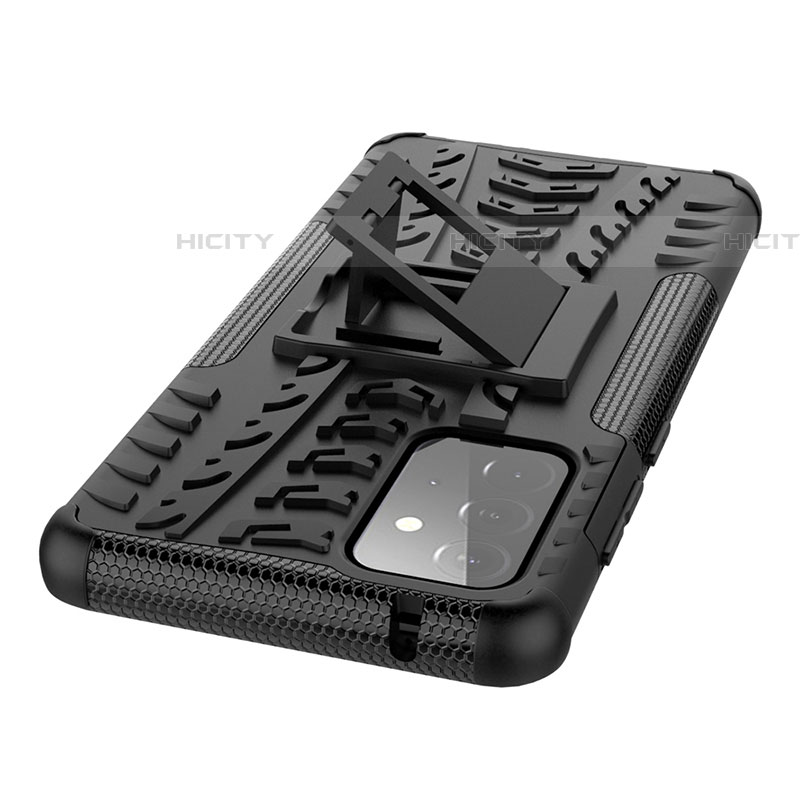 Coque Contour Silicone et Plastique Housse Etui Mat avec Support J01X pour Samsung Galaxy A72 5G Plus