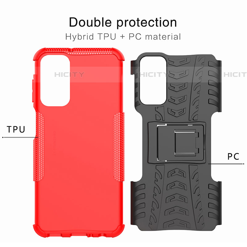 Coque Contour Silicone et Plastique Housse Etui Mat avec Support J01X pour Samsung Galaxy F23 5G Plus