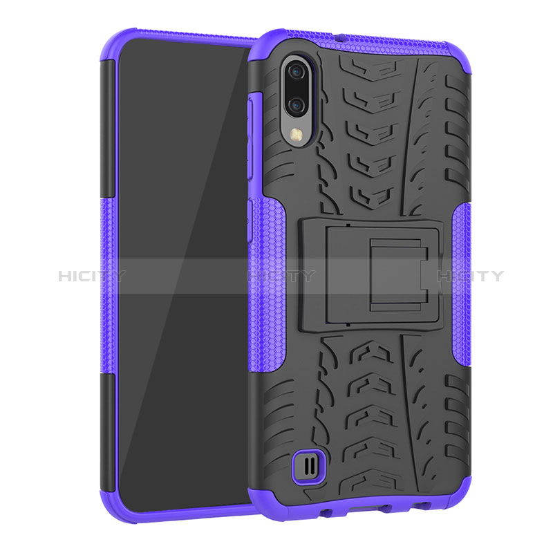 Coque Contour Silicone et Plastique Housse Etui Mat avec Support J01X pour Samsung Galaxy M10 Plus