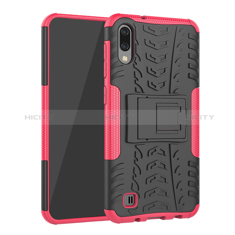 Coque Contour Silicone et Plastique Housse Etui Mat avec Support J01X pour Samsung Galaxy M10 Plus