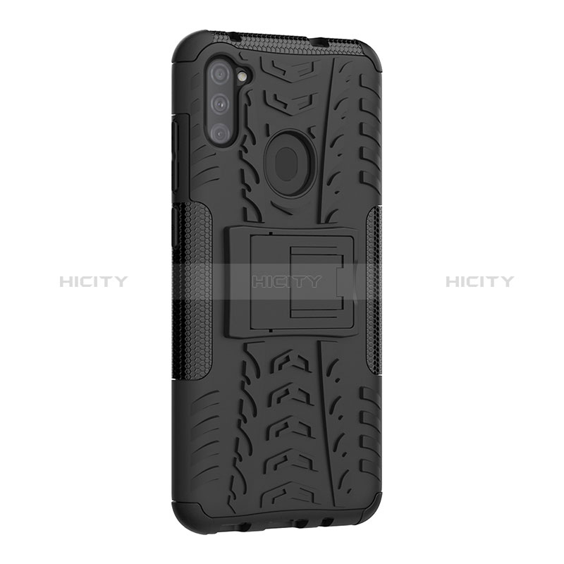 Coque Contour Silicone et Plastique Housse Etui Mat avec Support J01X pour Samsung Galaxy M11 Plus