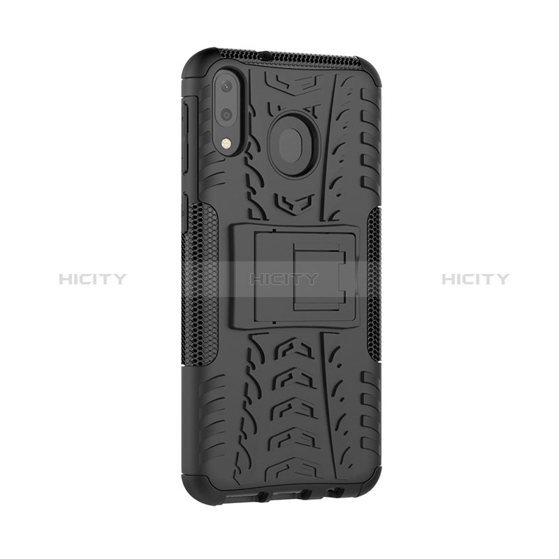 Coque Contour Silicone et Plastique Housse Etui Mat avec Support J01X pour Samsung Galaxy M20 Plus