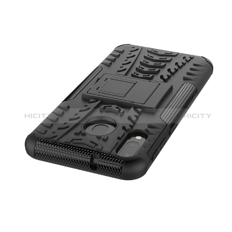 Coque Contour Silicone et Plastique Housse Etui Mat avec Support J01X pour Samsung Galaxy M20 Plus