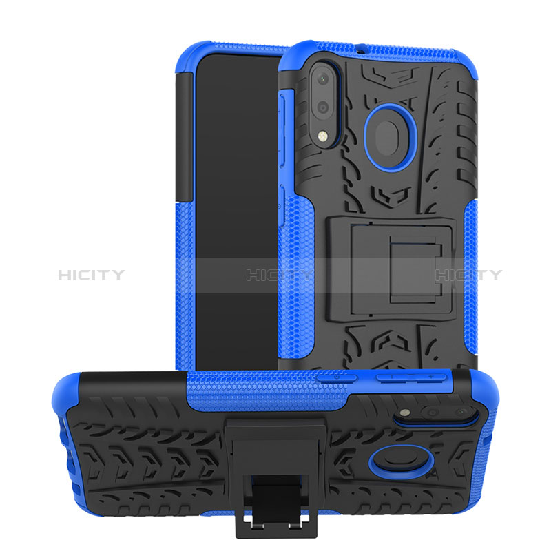 Coque Contour Silicone et Plastique Housse Etui Mat avec Support J01X pour Samsung Galaxy M20 Plus