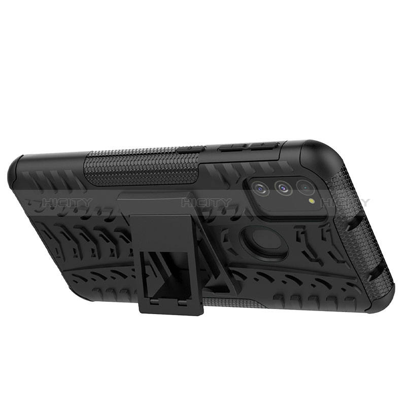 Coque Contour Silicone et Plastique Housse Etui Mat avec Support J01X pour Samsung Galaxy M21 Plus