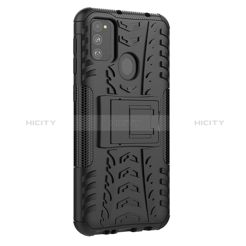 Coque Contour Silicone et Plastique Housse Etui Mat avec Support J01X pour Samsung Galaxy M21 Plus