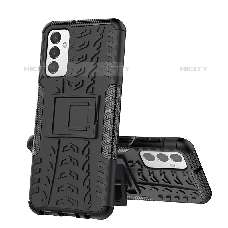 Coque Contour Silicone et Plastique Housse Etui Mat avec Support J01X pour Samsung Galaxy M23 5G Noir Plus