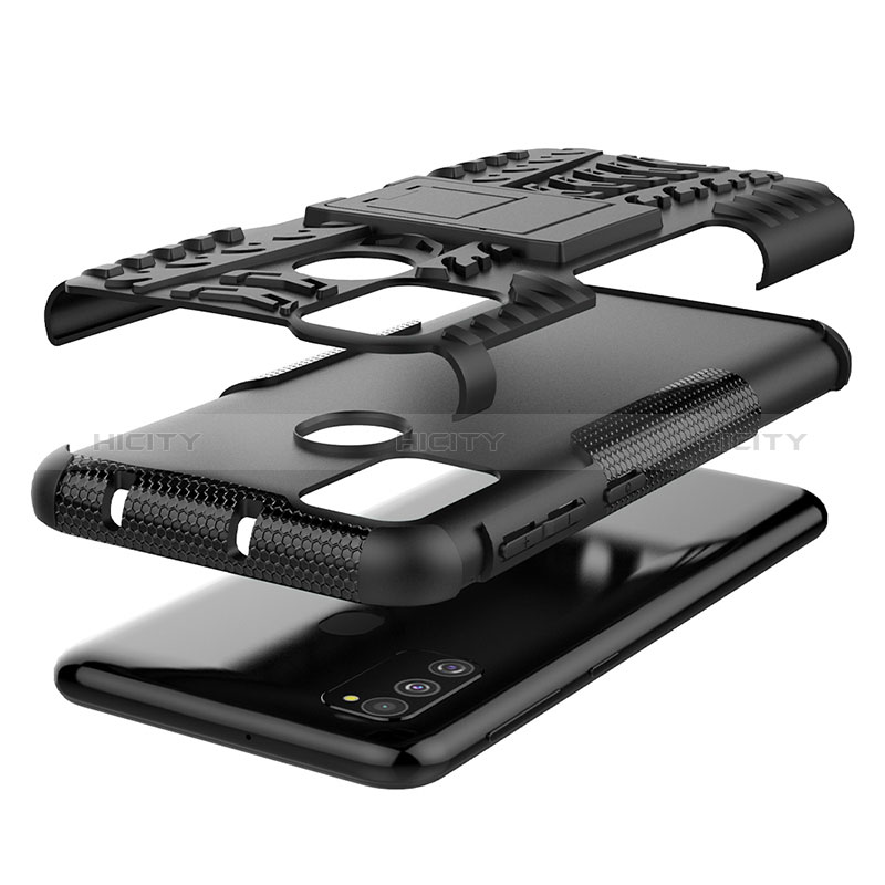 Coque Contour Silicone et Plastique Housse Etui Mat avec Support J01X pour Samsung Galaxy M30s Plus