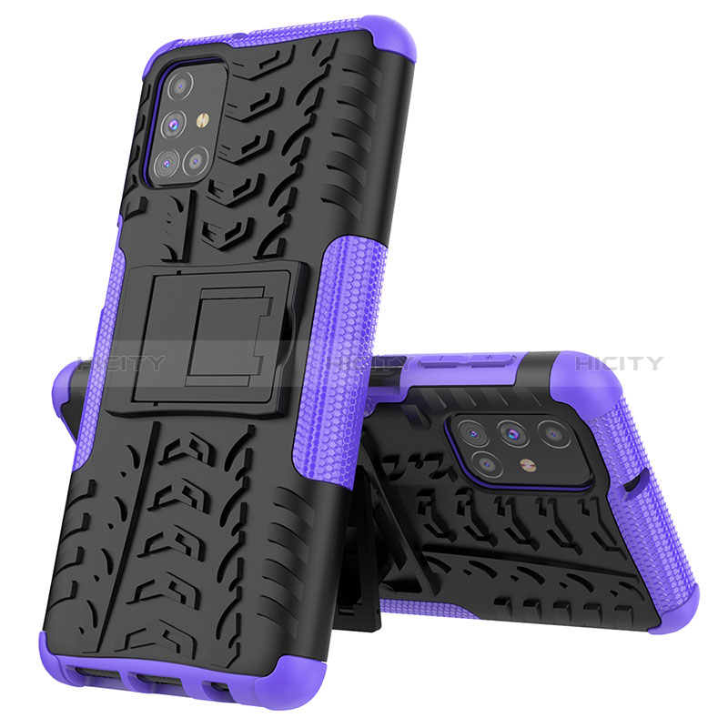 Coque Contour Silicone et Plastique Housse Etui Mat avec Support J01X pour Samsung Galaxy M31s Violet Plus